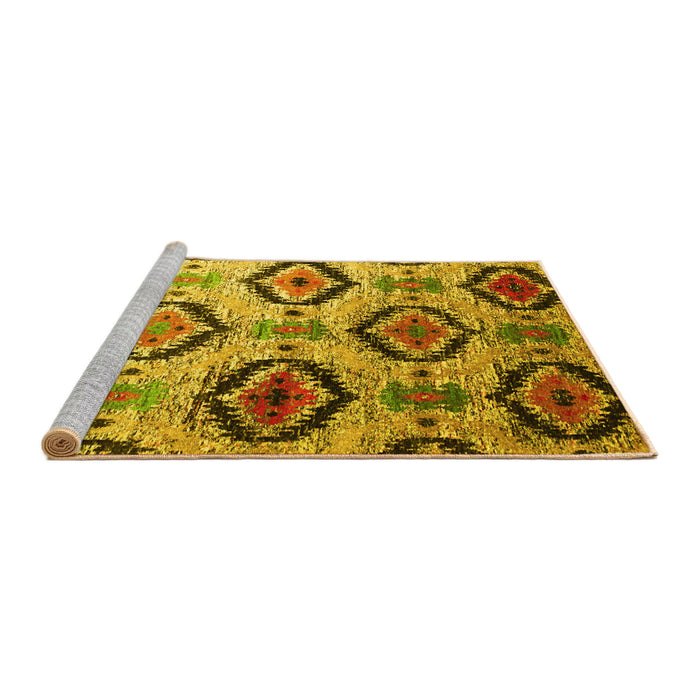 Sideview of Machine Washable Southwestern Yellow Country Rug, wshcon1030yw