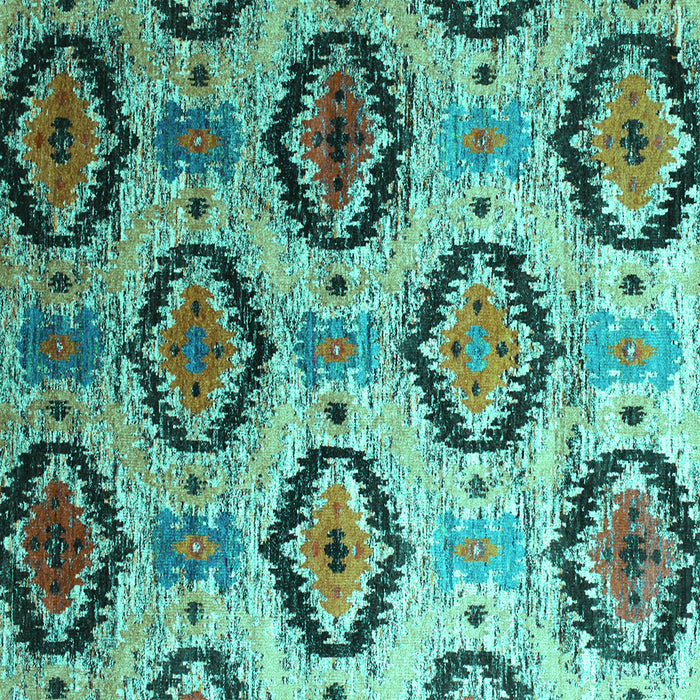 Square Machine Washable Southwestern Turquoise Country Area Rugs, wshcon1030turq
