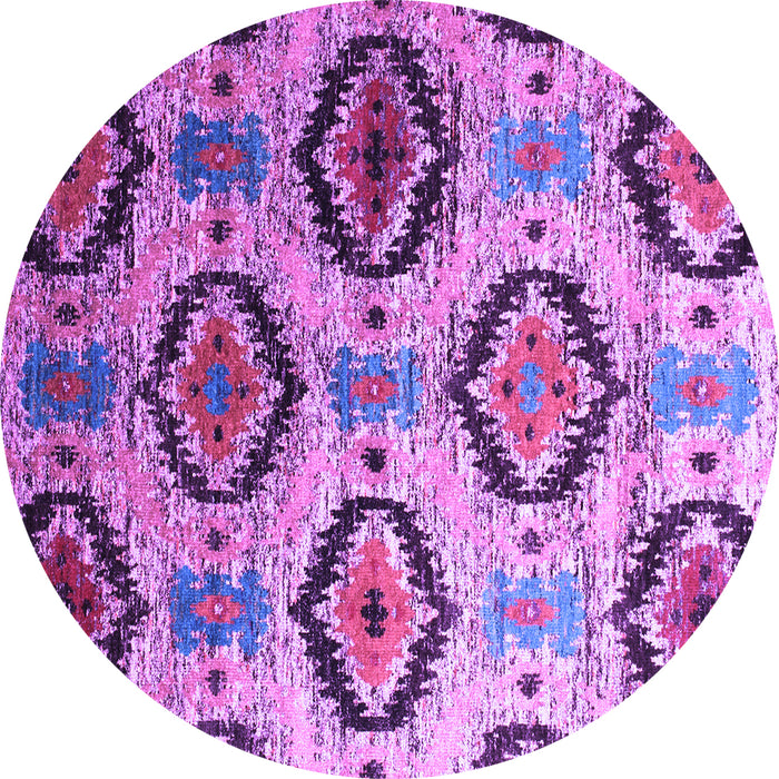 Round Machine Washable Southwestern Purple Country Area Rugs, wshcon1030pur