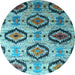 Round Southwestern Light Blue Country Rug, con1030lblu