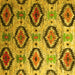 Square Machine Washable Southwestern Yellow Country Rug, wshcon1030yw