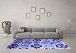 Machine Washable Southwestern Blue Country Rug in a Living Room, wshcon1030blu