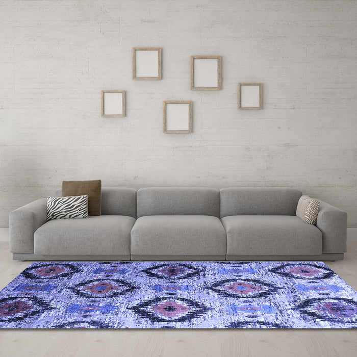 Machine Washable Southwestern Blue Country Rug in a Living Room, wshcon1030blu