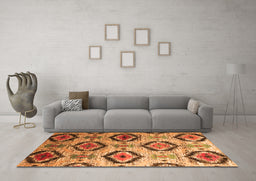 Machine Washable Southwestern Orange Country Area Rugs in a Living Room, wshcon1030org