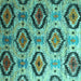 Square Southwestern Turquoise Country Rug, con1030turq