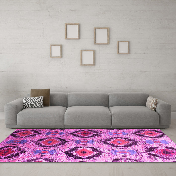 Machine Washable Southwestern Pink Country Rug in a Living Room, wshcon1030pnk