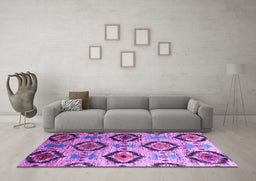 Machine Washable Southwestern Purple Country Area Rugs in a Living Room, wshcon1030pur