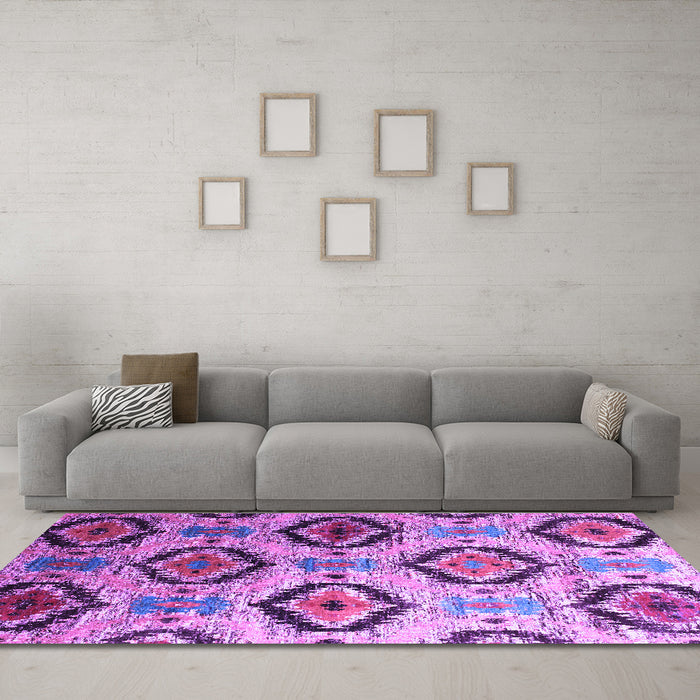 Machine Washable Southwestern Purple Country Area Rugs in a Living Room, wshcon1030pur