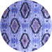 Round Southwestern Blue Country Rug, con1030blu