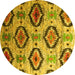 Round Southwestern Yellow Country Rug, con1030yw