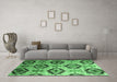 Machine Washable Southwestern Emerald Green Country Area Rugs in a Living Room,, wshcon1030emgrn