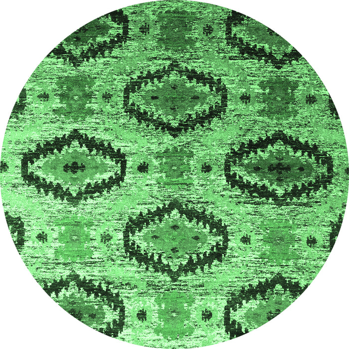 Round Southwestern Emerald Green Country Rug, con1030emgrn