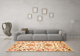 Machine Washable Abstract Orange Contemporary Area Rugs in a Living Room, wshcon1031org