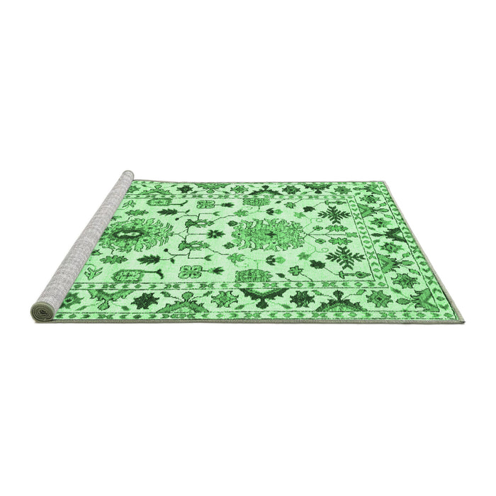 Sideview of Machine Washable Abstract Emerald Green Contemporary Area Rugs, wshcon1031emgrn