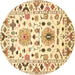 Round Machine Washable Abstract Brown Contemporary Rug, wshcon1031brn