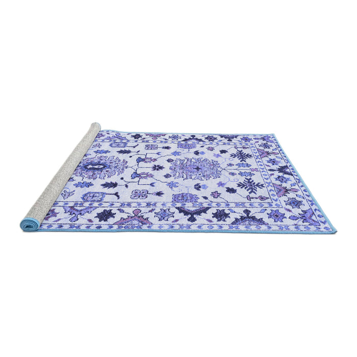 Sideview of Machine Washable Abstract Blue Contemporary Rug, wshcon1031blu