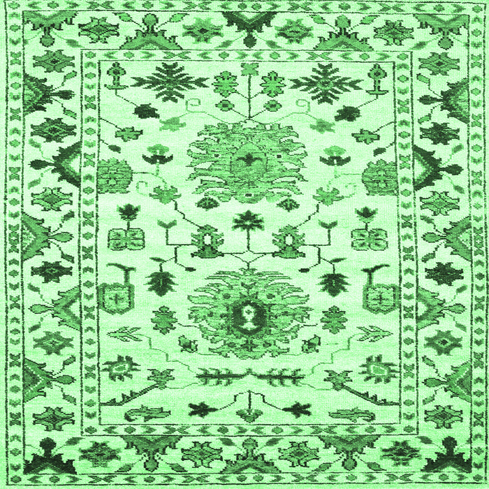 Square Machine Washable Abstract Emerald Green Contemporary Area Rugs, wshcon1031emgrn