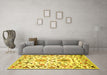 Machine Washable Abstract Yellow Contemporary Rug in a Living Room, wshcon1031yw