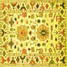 Square Abstract Yellow Contemporary Rug, con1031yw