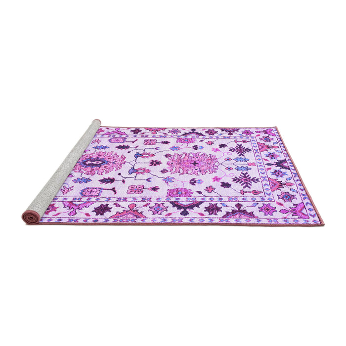 Sideview of Machine Washable Abstract Purple Contemporary Area Rugs, wshcon1031pur