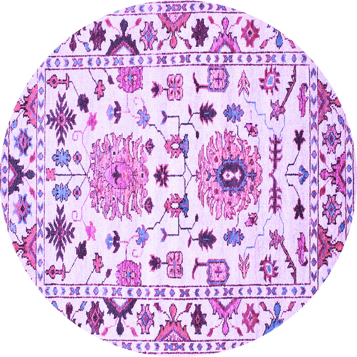 Round Abstract Purple Contemporary Rug, con1031pur