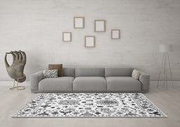 Machine Washable Abstract Gray Contemporary Rug in a Living Room,, wshcon1031gry