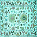 Square Abstract Turquoise Contemporary Rug, con1031turq