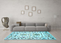 Machine Washable Abstract Light Blue Contemporary Rug, wshcon1031lblu