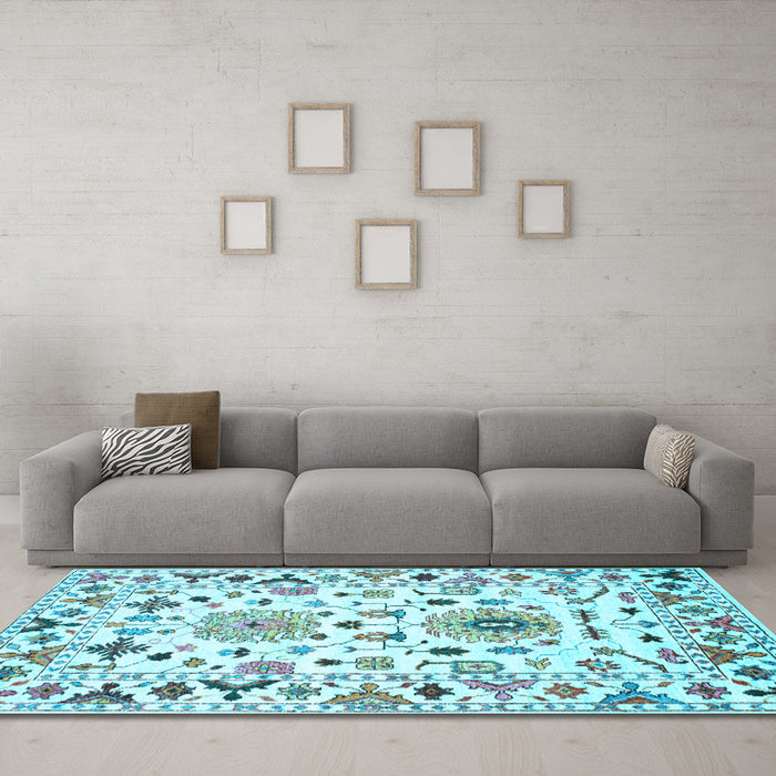 Machine Washable Abstract Light Blue Contemporary Rug in a Living Room, wshcon1031lblu