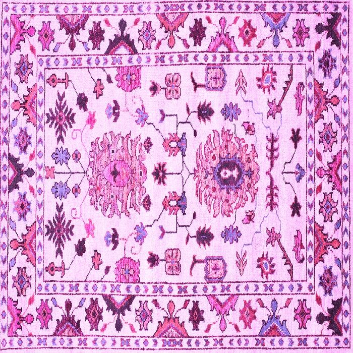 Square Machine Washable Abstract Pink Contemporary Rug, wshcon1031pnk