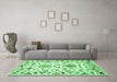 Machine Washable Abstract Emerald Green Contemporary Area Rugs in a Living Room,, wshcon1031emgrn