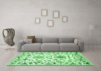 Machine Washable Abstract Emerald Green Contemporary Rug, wshcon1031emgrn