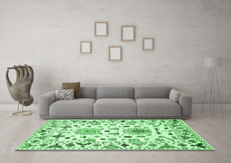 Machine Washable Abstract Emerald Green Contemporary Area Rugs in a Living Room,, wshcon1031emgrn