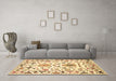 Machine Washable Abstract Brown Contemporary Rug in a Living Room,, wshcon1031brn