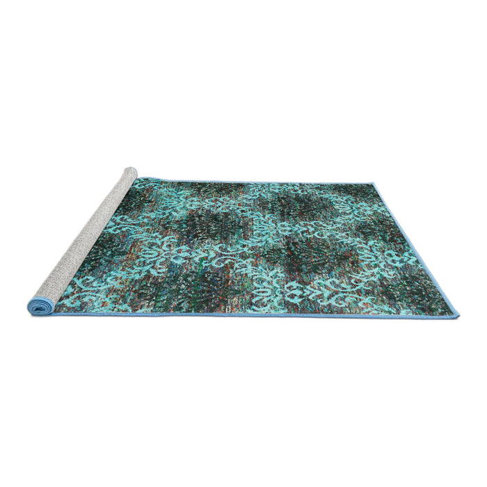 Serging Thickness of Machine Washable Contemporary Green Rug, wshcon1032