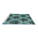 Serging Thickness of Machine Washable Contemporary Green Rug, wshcon1032