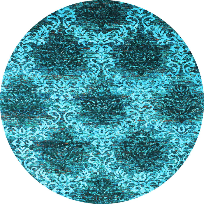 Round Machine Washable Abstract Light Blue Contemporary Rug, wshcon1032lblu