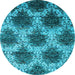 Round Machine Washable Abstract Light Blue Contemporary Rug, wshcon1032lblu