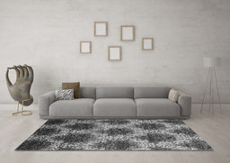 Machine Washable Abstract Gray Contemporary Rug in a Living Room,, wshcon1032gry