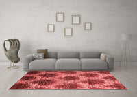 Machine Washable Abstract Red Contemporary Rug, wshcon1032red