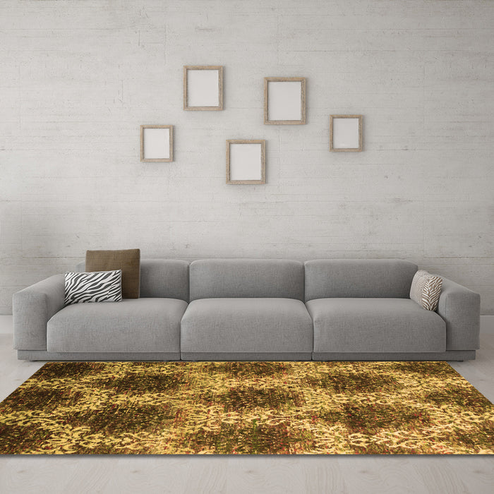 Machine Washable Abstract Orange Contemporary Area Rugs in a Living Room, wshcon1032org