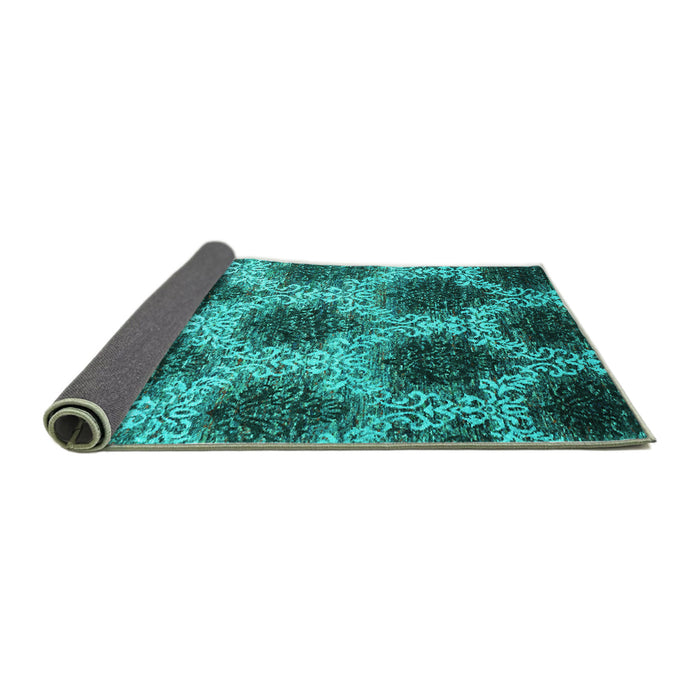 Sideview of Abstract Turquoise Contemporary Rug, con1032turq