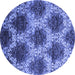 Round Abstract Blue Contemporary Rug, con1032blu