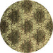 Round Abstract Brown Contemporary Rug, con1032brn