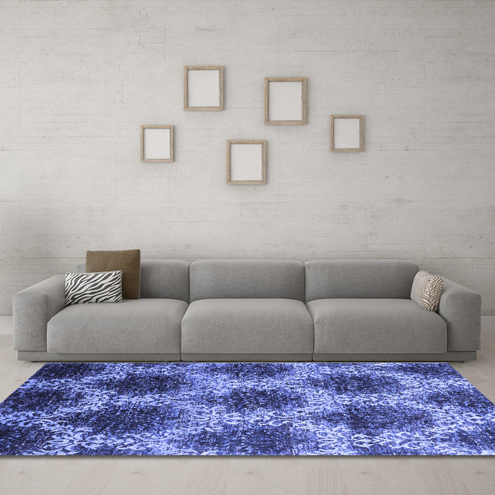 Machine Washable Abstract Blue Contemporary Rug in a Living Room, wshcon1032blu