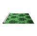Sideview of Machine Washable Abstract Emerald Green Contemporary Area Rugs, wshcon1032emgrn