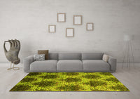 Machine Washable Abstract Yellow Contemporary Rug, wshcon1032yw
