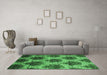 Machine Washable Abstract Emerald Green Contemporary Area Rugs in a Living Room,, wshcon1032emgrn