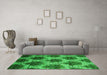 Machine Washable Abstract Green Contemporary Area Rugs in a Living Room,, wshcon1032grn
