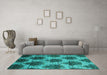Machine Washable Abstract Turquoise Contemporary Area Rugs in a Living Room,, wshcon1032turq